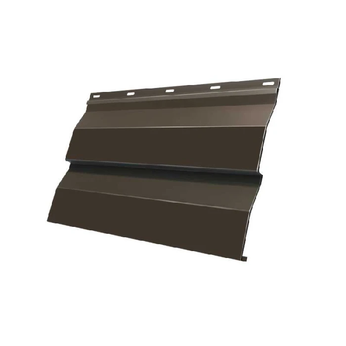Металлический сайдинг Grand Line Корабельная Доска 0.45 мм Drap ST с пленкой RR 32 темно-коричневый